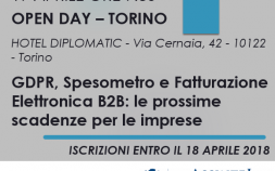 Open Day Torino - 19.04.2018 - GDPR, Spesometro e Fatturazione Elettronica B2B: le prossime scadenze per le imprese