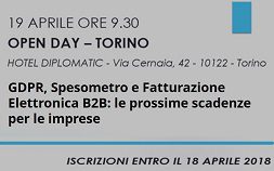 Open Day a Torino dedicato a GDPR, Spesometro e Fatturazione Elettronica B2B