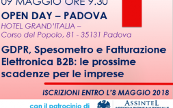Open Day Padova- 09.05.2018 - GDPR, Spesometro e Fatturazione Elettronica B2B: le prossime scadenze per le imprese